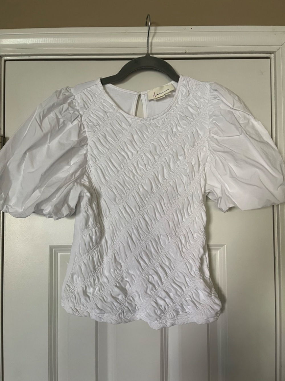 Anthropologie Puff-Sleeve Smocked Top - Small